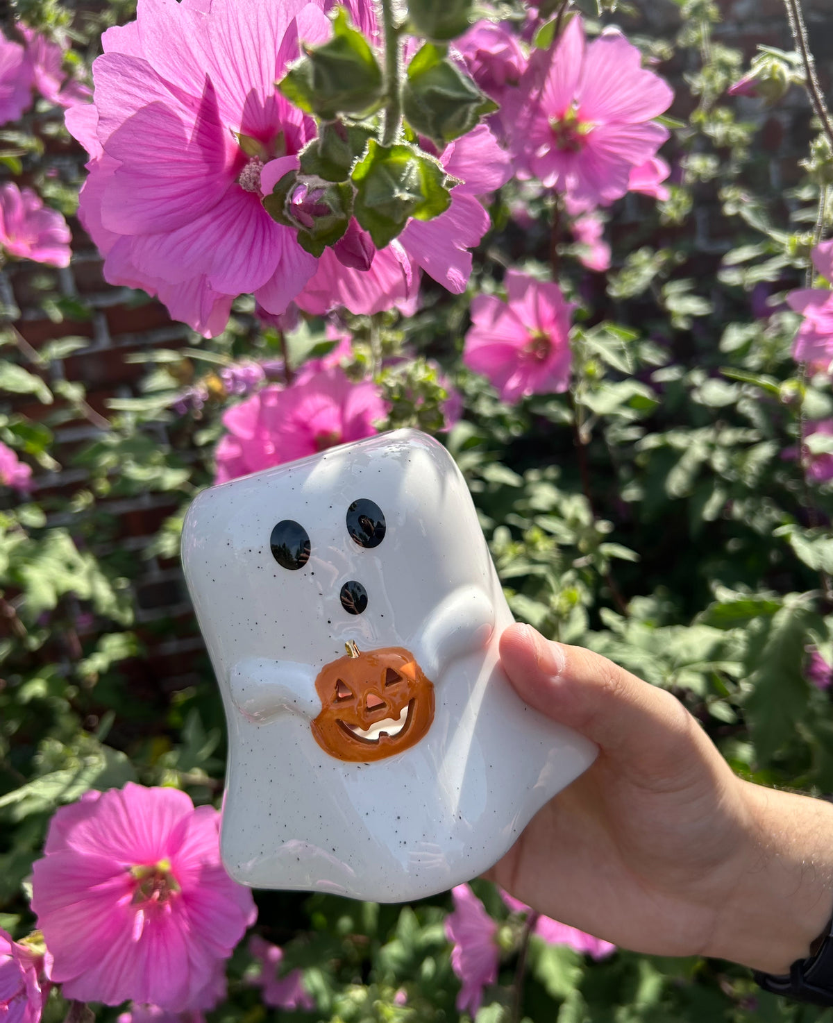 GHOST SHAPED OIL BURNER WITH PUMPKIN