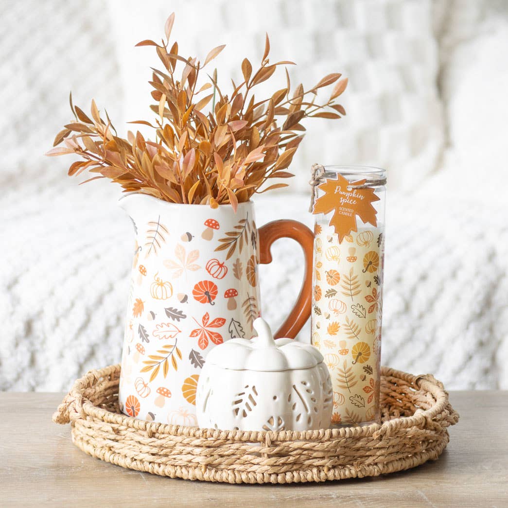 Autumn Leaves and Pumpkin Ceramic Fall Flower Jug - Sweet Pea & Little Wolf