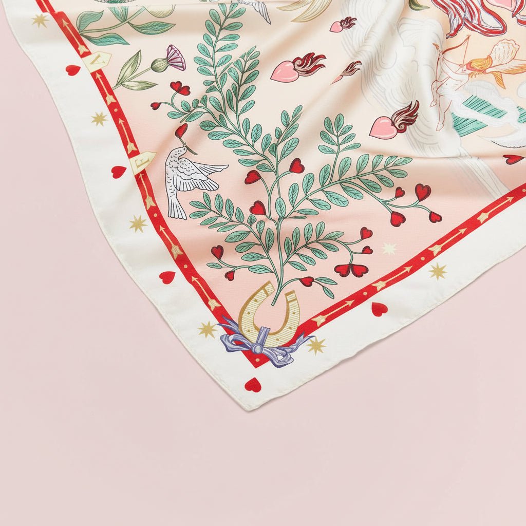 Freya Pink Narrative Square Scarf - Sweet Pea & Little Wolf