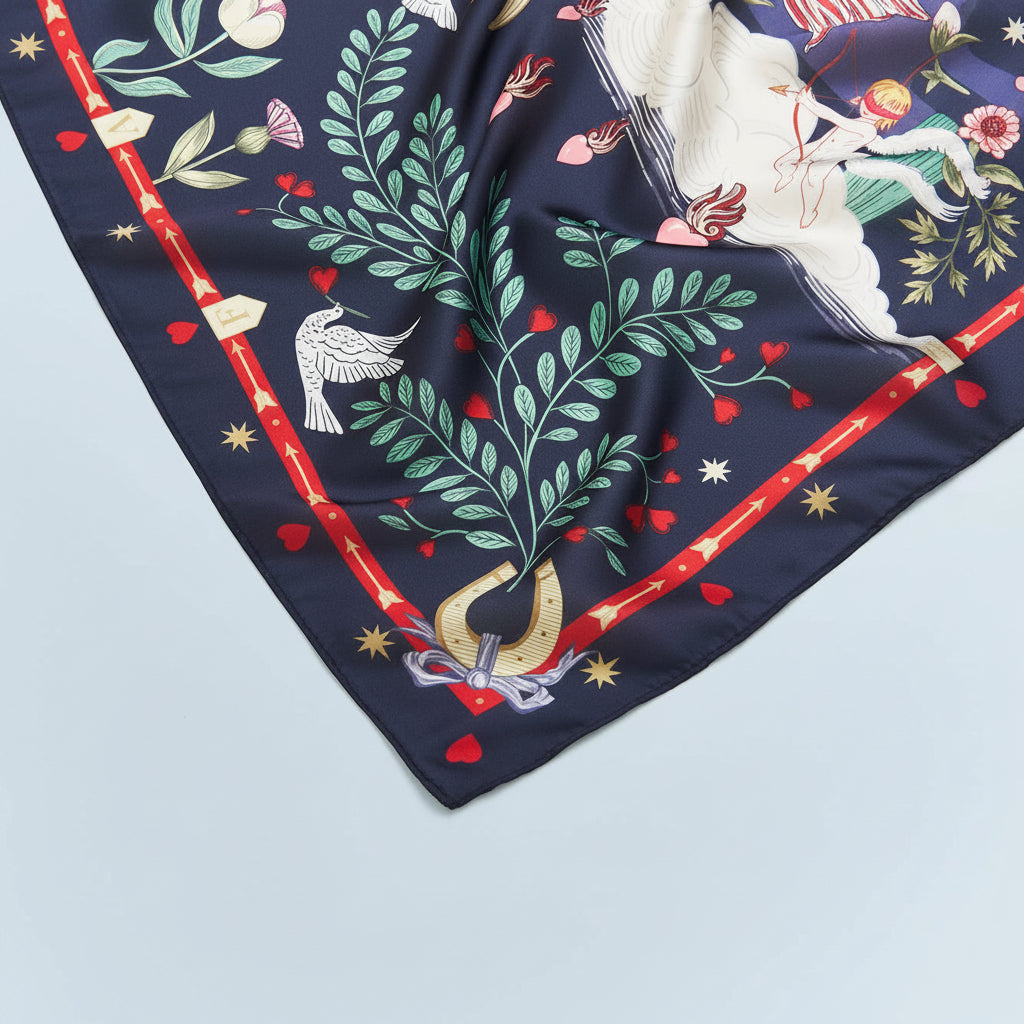 Navy Freya Narrative Square Scarf