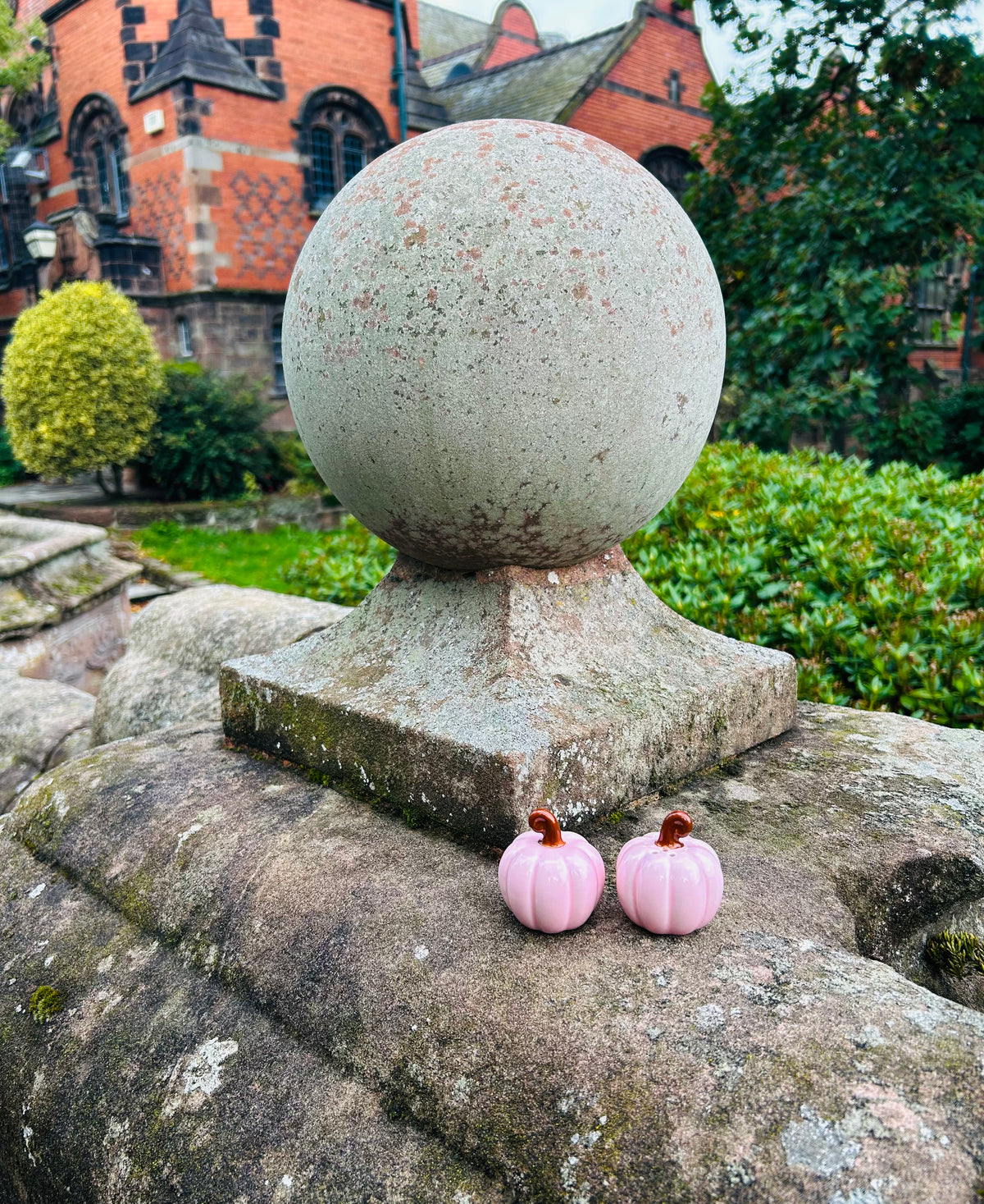 PINK CURLY PUMPKIN SALT AND PEPPER SHAKERS