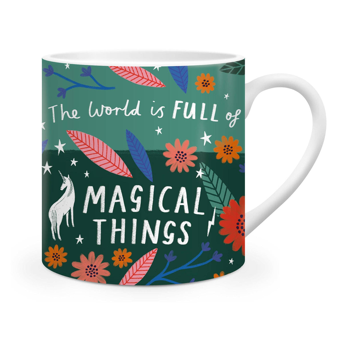 Ceramic Mug With Floral Pattern & Positive Message