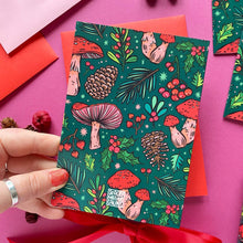 Green Mushroom Christmas Card