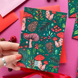 Green Mushroom Christmas Card