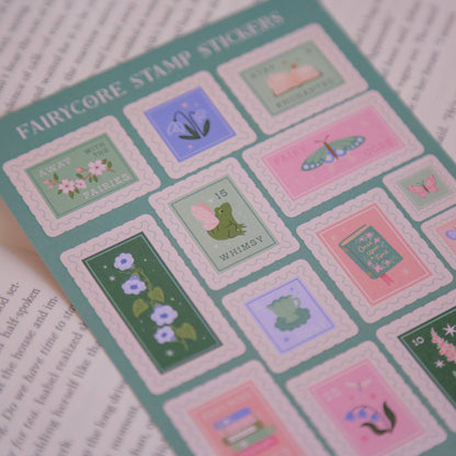 Fairycore Stamps Sticker Sheet - Fantasy Book Gifts