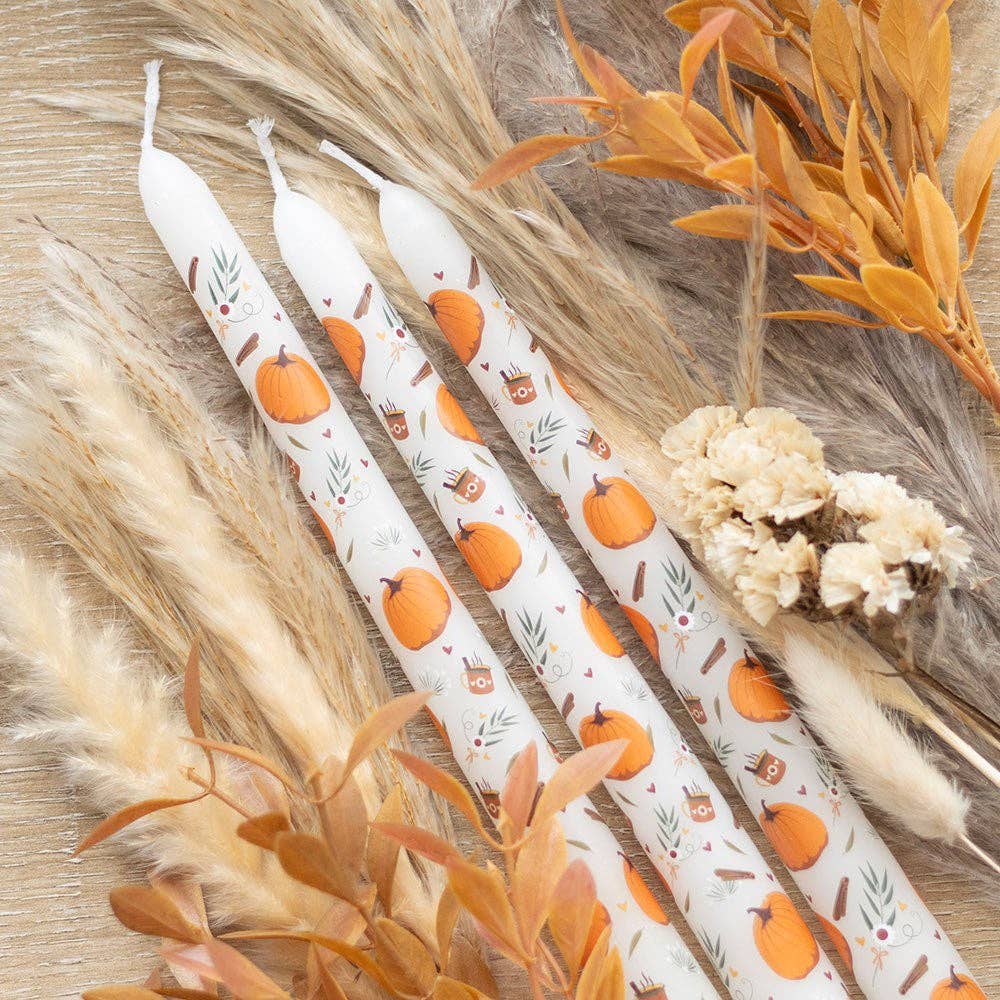 Set of 3 Autumn Pumpkin Taper Candles