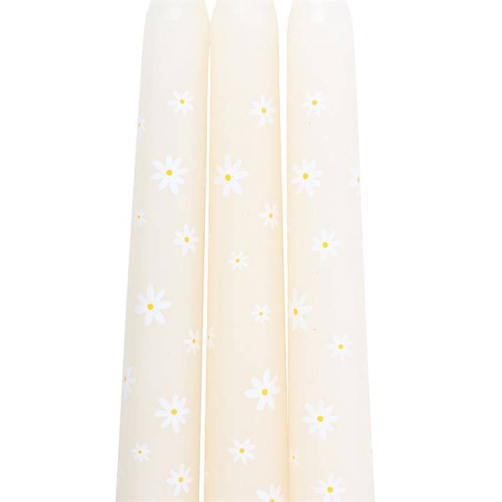 Set of 3 Easter Carrot Patch White Daisy Taper Candles