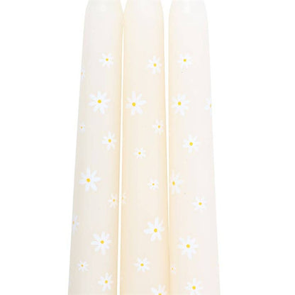 Set of 3 Easter Carrot Patch White Daisy Taper Candles