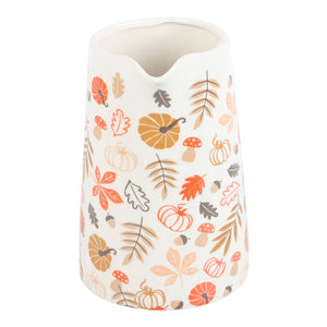 Autumn Leaves and Pumpkin Ceramic Fall Flower Jug