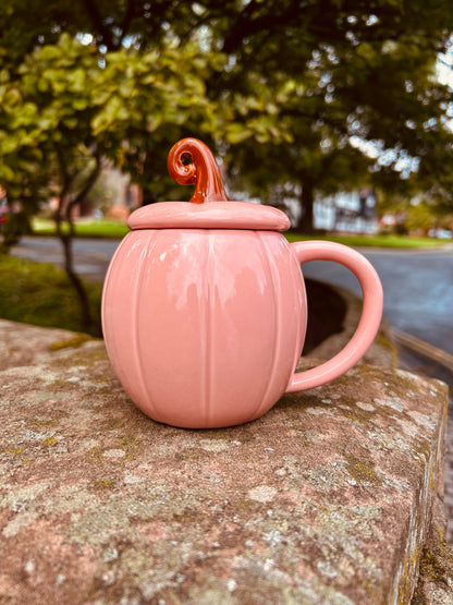 PINK CURLY PUMPKIN LIDDED MUG