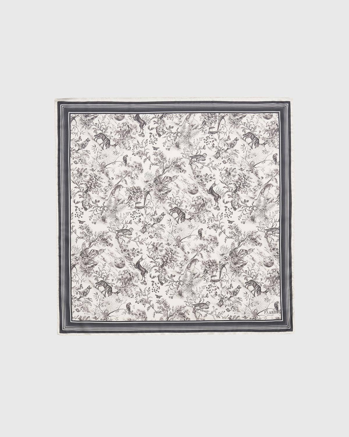 FABLE Wolf Garden Toile Black Square Scarf