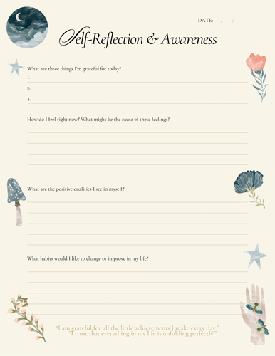 Digital Download~Self Reflection & Awareness Planner