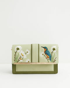 FABLE Embroidered Kingfisher Cross Body Purse