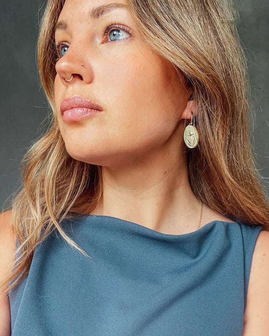 Celestial Seaweed Oval Hoop Earrings : Pearly-mint-acrylic-with-silver by Pepper You