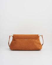 Floral Tan Faux Suede Embroidered Shoulder Bag