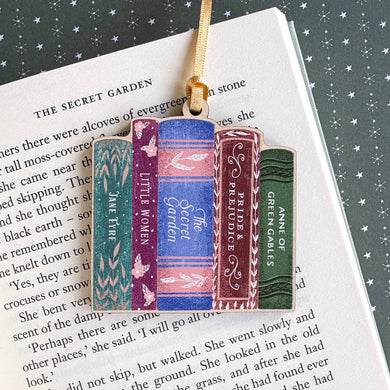 Classic Women Of Literature Book Stack Decoration: Dark Purple