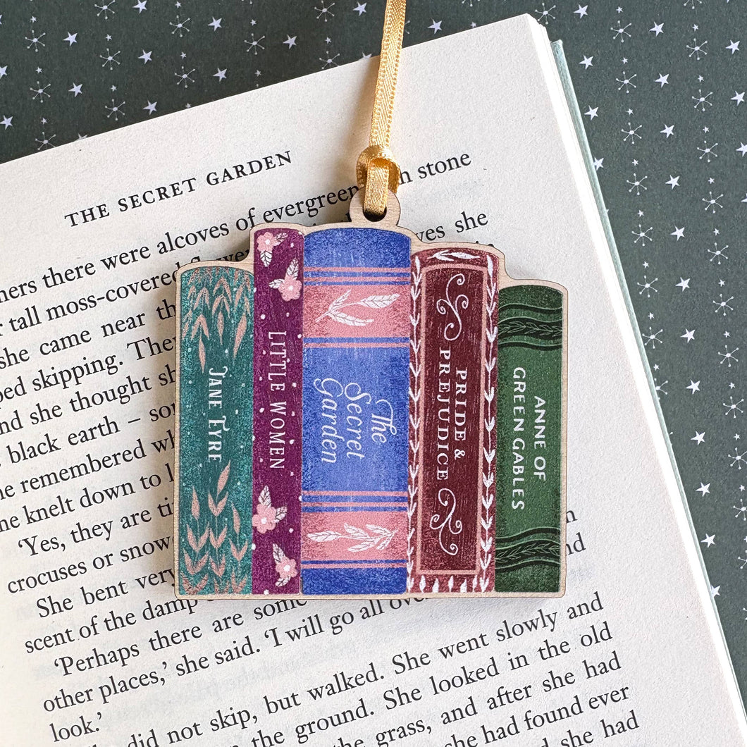 Classic Women Of Literature Book Stack Decoration: Dark Purple