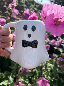 MR BOO GHOST SHAPED MUG WITH BOW TIE