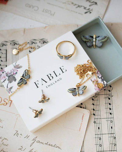 FABLE Deco Butterfly Blue Stud Earrings