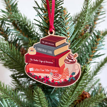 Festive Book Stack Wooden Christmas Tree Decoration: Dark Purple