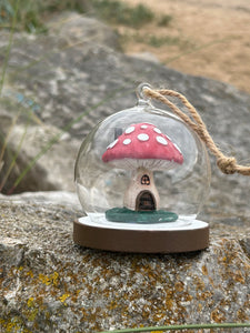 MUSHROOM HOUSE GLASS DOME HANGING DECORATION 🍄