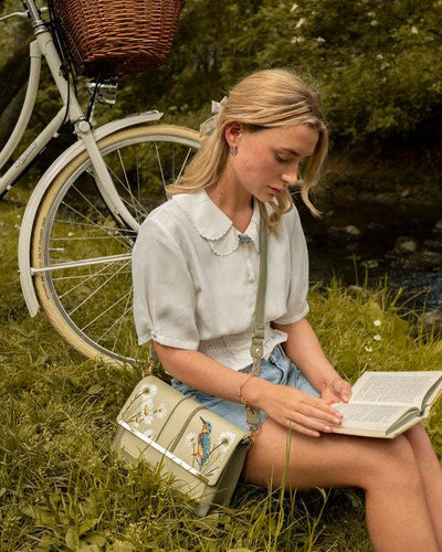 FABLE Embroidered Kingfisher Cross Body Purse