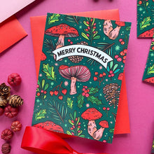 Green Mushroom Christmas Card
