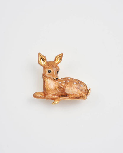Resting Fawn Enamel Brooch