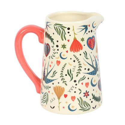 Cream Folk Print Ceramic Flower Jug 🌷