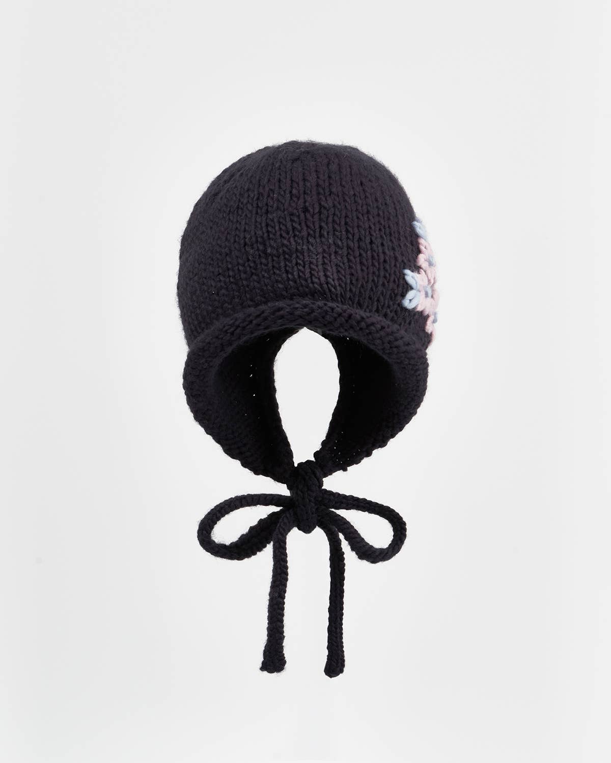FABLE Forget-Me-Not Knitted Navy Bonnet