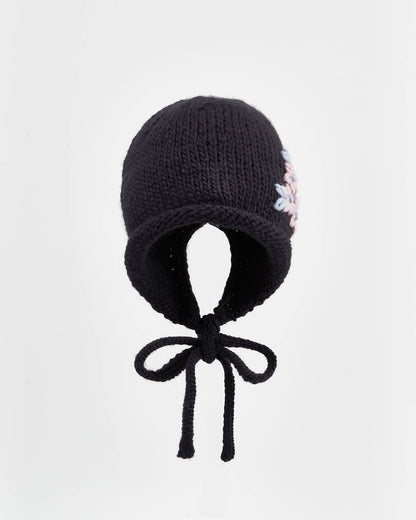FABLE Forget-Me-Not Knitted Navy Bonnet
