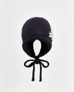 FABLE Forget-Me-Not Knitted Navy Bonnet