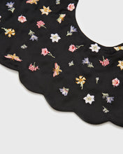 FABLE Floral Ditsy Black Satin Embroidered Collar