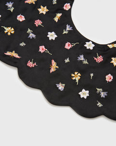 FABLE Floral Ditsy Black Satin Embroidered Collar