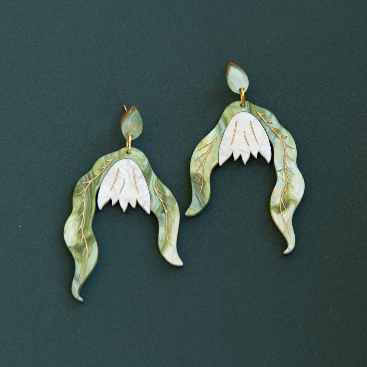 Statement Snowdrop Flower Earrings in Pearly White by Pepper You