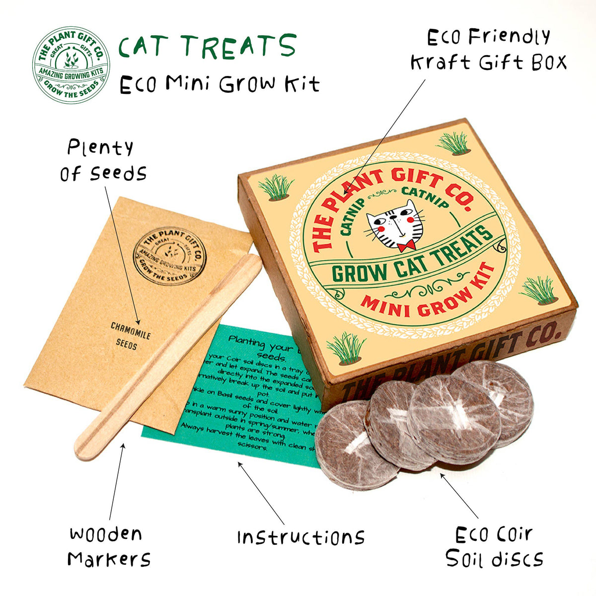 Grow Cat Treats. Cat Lovers Eco Mini-Grow-Kit