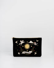 Black Celestial Velvet Embroidered Pouch