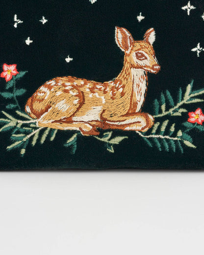 Fawn Embroidered Green Small Purse