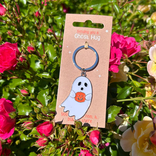 Ghost Hug Metal Keychain