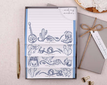 Letter Writing Paper Set | A5 Cowboy Rodeo Gift Box: Presentation Pack - Grey Gift Box / Lined
