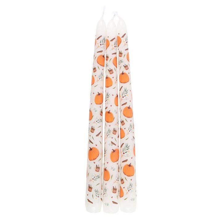 Set of 3 Autumn Pumpkin Taper Candles