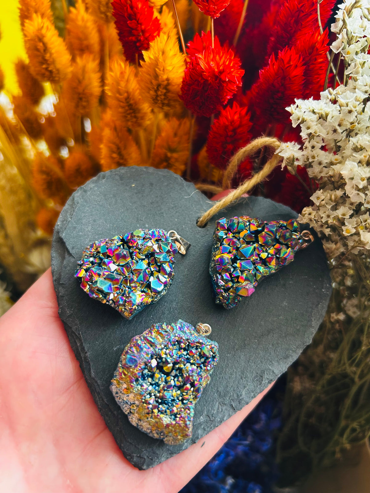 Titanium Aura Druzy Pendant