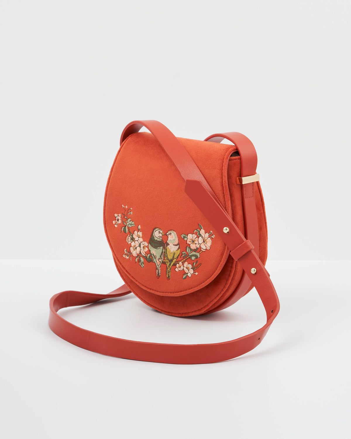 FABLE Lovebirds Velvet Saddle Purse