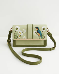 FABLE Embroidered Kingfisher Cross Body Purse