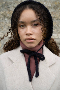 FABLE Forget-Me-Not Knitted Navy Bonnet