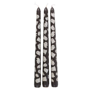 Set of 3 Halloween Ghost Print Taper Candles