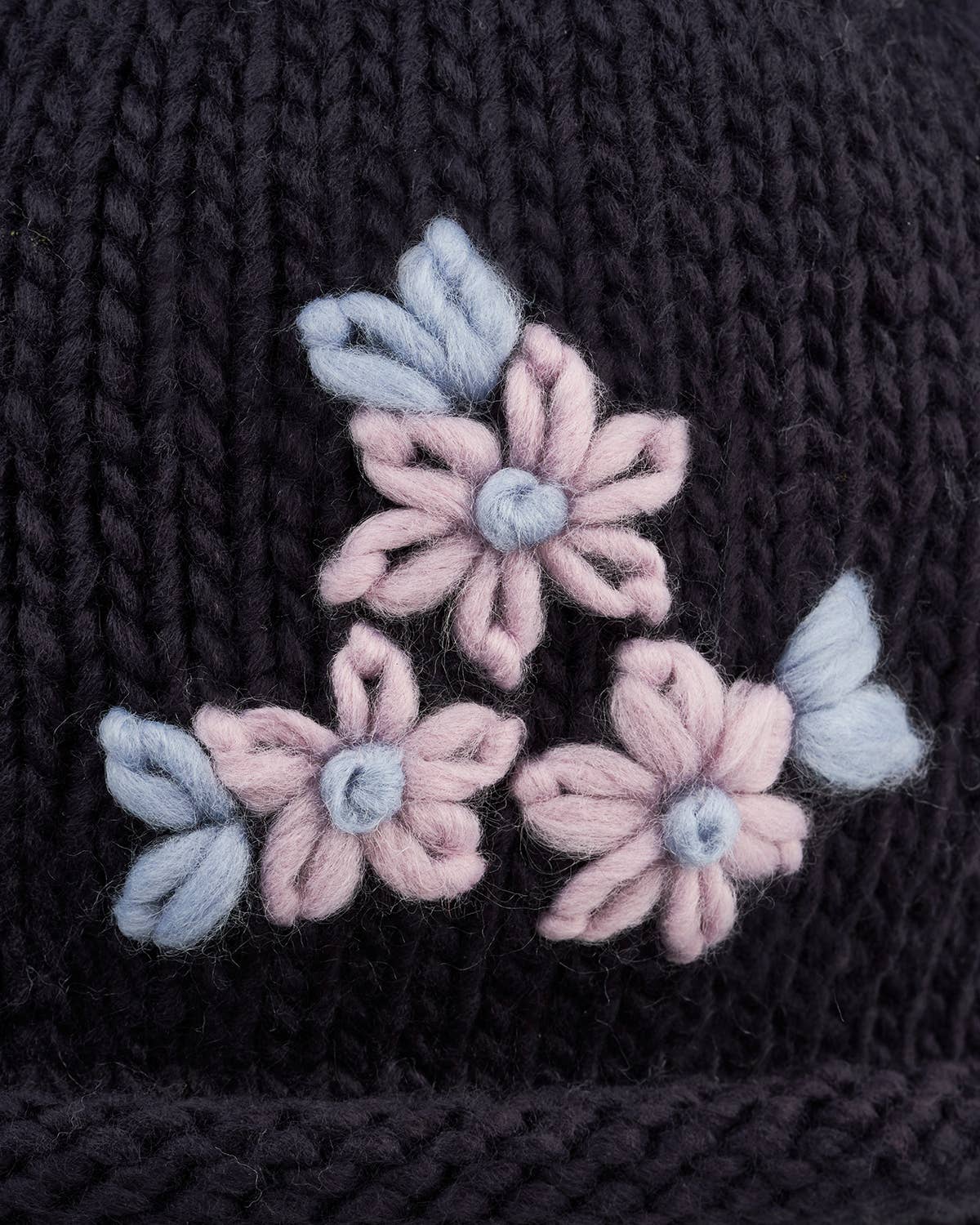 FABLE Forget-Me-Not Knitted Navy Bonnet