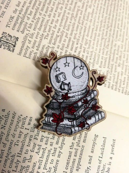 Solitude Robot Wooden Pin Badge