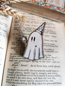 Wizard Ghost Wooden Pin Badge