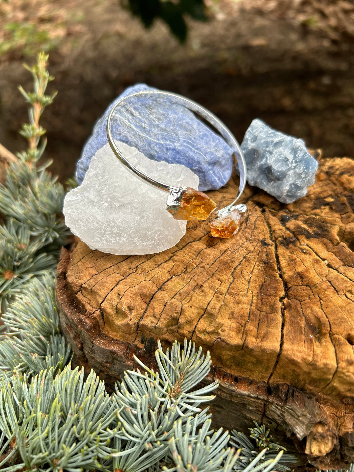 Rough Citrine Adjustable Bangle